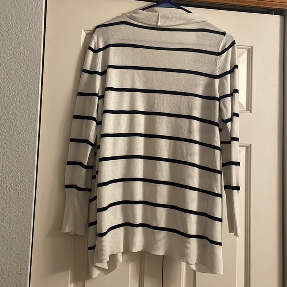 Womens Merona Navy Blue and White Striped Cardigan. Size XL - Picture 2 of 6